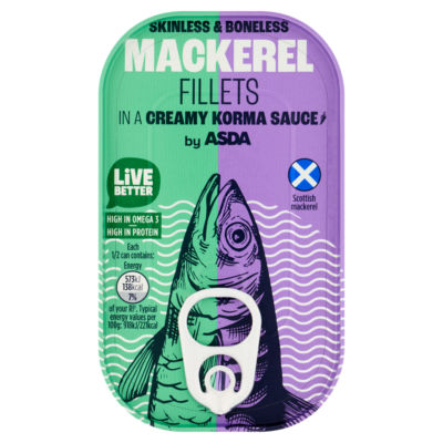 ASDA Mackerel Fillets in a Creamy Korma Sauce 125g