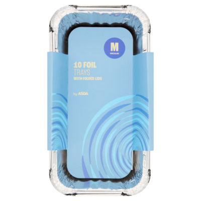 ASDA Medium 10 Foil Trays with Folded Lids