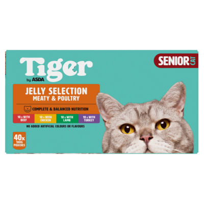 Tiger by ASDA Tiger Meaty & Poultry Selection in Jelly 8+ Years 40 x 100g (4.0kg)