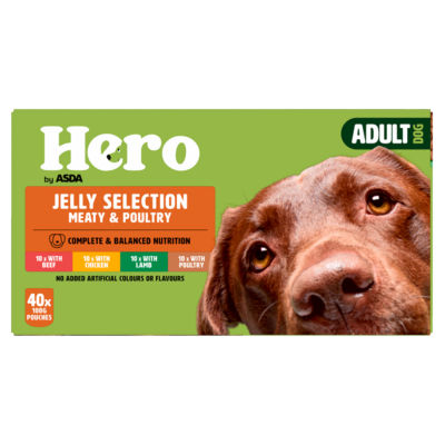 Hero by ASDA Hero Adult Dog Jelly Selection Meaty & Poultry 40 x 100g (4.0kg)