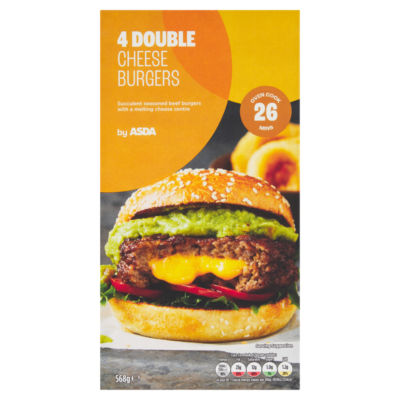 ASDA 4 Double Cheese Burgers 568g