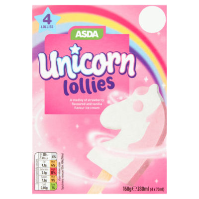 ASDA Unicorn Lollies 4 x 70ml