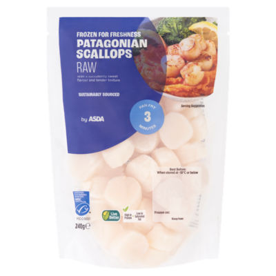 Asda Patagonian Scallops Raw 240G
