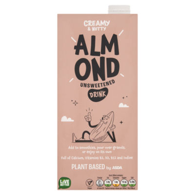 Plant Based by ASDA Plant Based Almond Unsweetened Drink 1 Litre