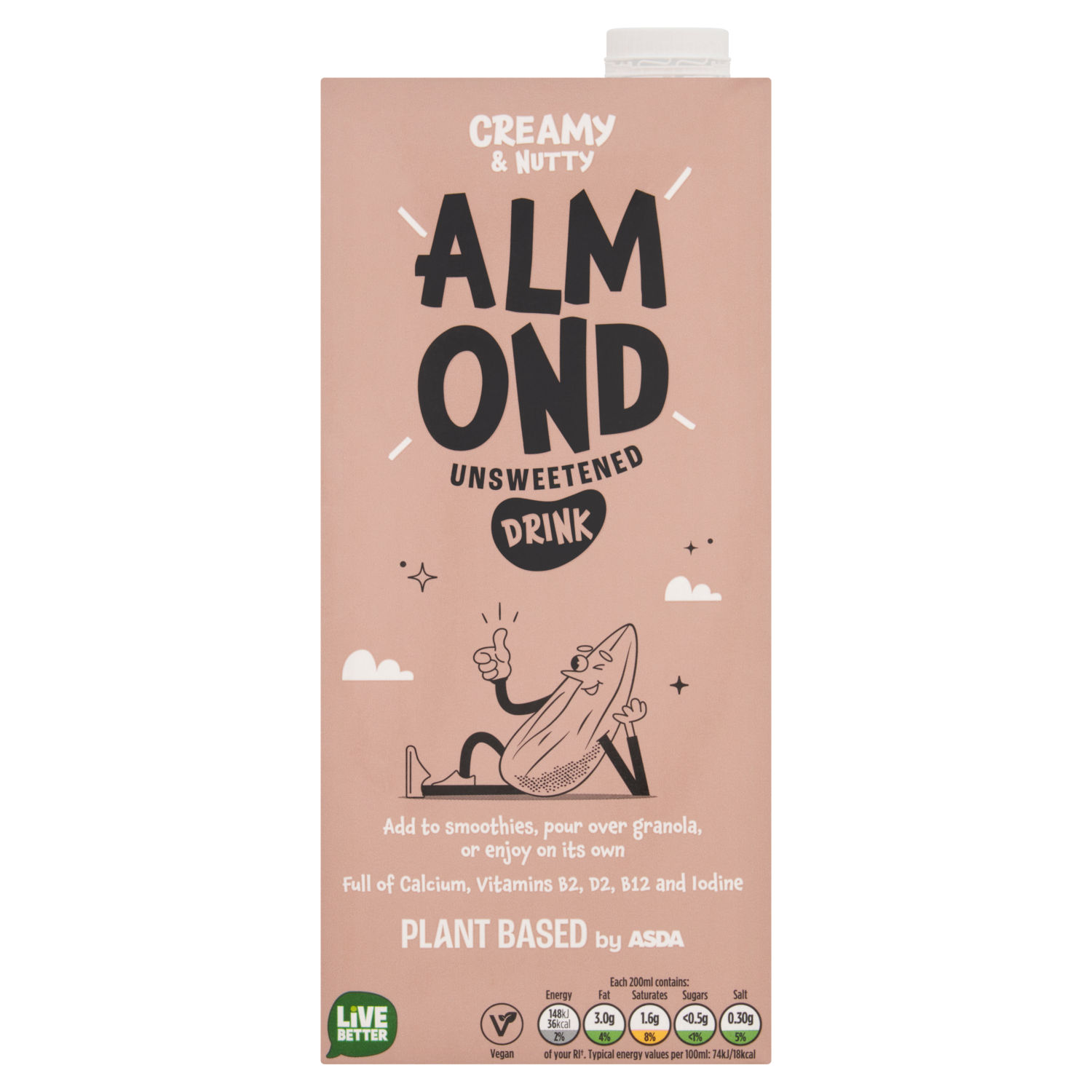 ASDA Plant Based Unsweetened Almond Drink 1 Litre