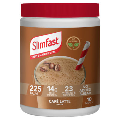 SlimFast Meal Replacement Shake Powder Tin, Café Latte Flavour, 10 meals, 365g