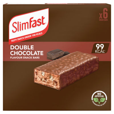 SlimFast Snack Bars, Double Chocolate Flavour, 6 bars, 25g