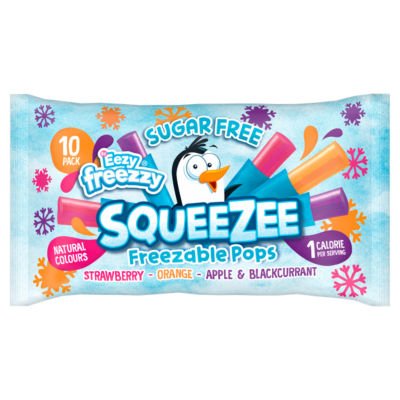 Eezy Freezzy Strawberry, Orange, Apple & Blackcurrant Squeezee Freezable Pops 10 x 50 ml (500ml)