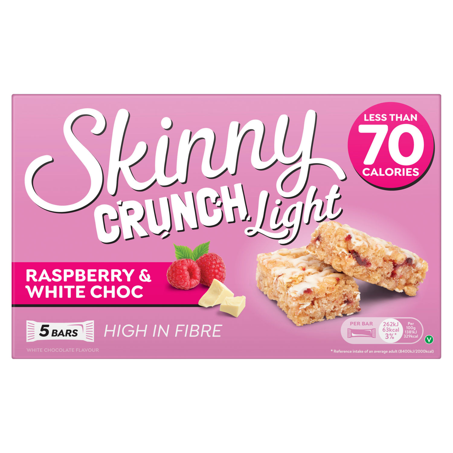 Skinny Crunch Light Raspberry & White Choc Cereal Bars 5 x 19g