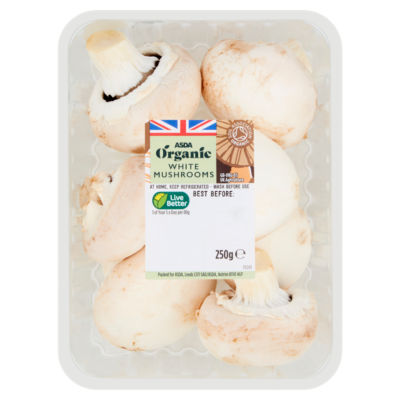 ASDA Organic Organic White Mushrooms 250g