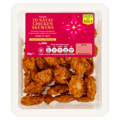 ASDA 20 Festive Satay Chicken Skewers 160g