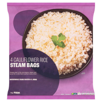 ASDA Cauliflower Rice Steam Bags 4 x 200g (800g)