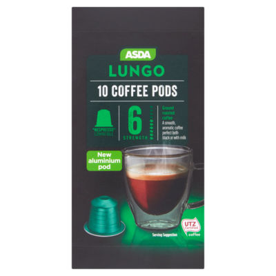 ASDA Nespresso Compatible 10 Lungo Coffee Pods