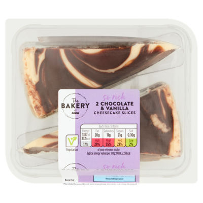 The BAKERY at ASDA The Bakery at  2 Chocolate & Vanilla Cheesecake Slices 2 x 95g (190g)