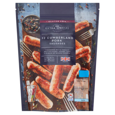 ASDA Extra Special 12 Gluten Free Cumberland Pork Sausages ASDA Groceries