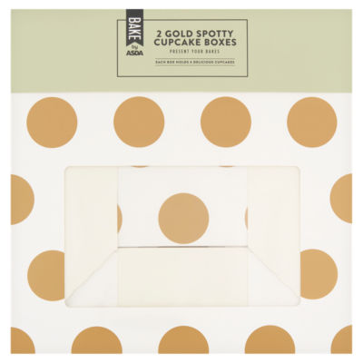 BAKE by ASDA BAKE by  2 Gold Spotty Cupcake Boxes