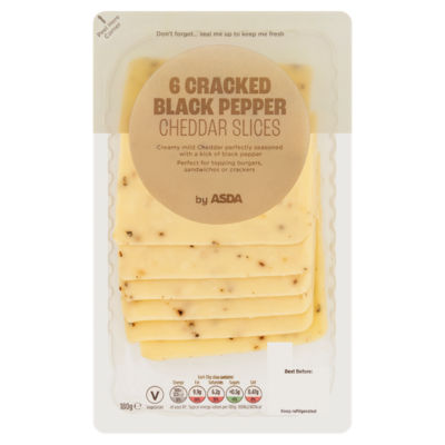 Asda 6 Cracked Black Pepper Cheddar Cheese Slices