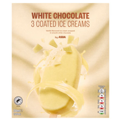 ASDA 3 White Chocolate Coated Ice Creams 330ml (3 x 110ml)