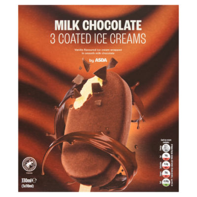 ASDA 3 Milk Chocolate Coated Ice Creams 3 x 110ml (330ml)