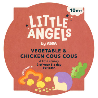 LITTLE ANGELS by ASDA Little Angels Organic Vegetable & Chicken Cous Cous 10m+ 190g