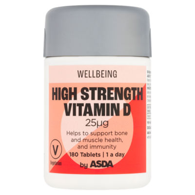 ASDA Wellbeing 1 a day High Strength Vitamin D 25µg 180 Tablets