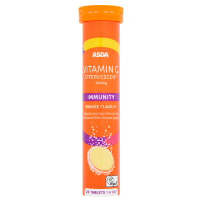 ASDA Immunity Vitamin C Effervescent 1000mg Orange Flavour Tablets