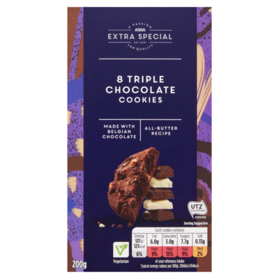 ASDA Extra Special Extra Special 8 Triple Chocolate Cookies 200g
