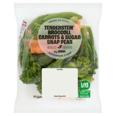 ASDA Tenderstem Broccoli, Carrots & Sugar Snap Peas 160g