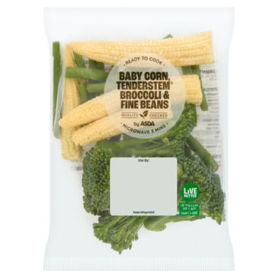 ASDA Sweet & Crunchy Baby Corn, Tenderstem Broccoli & Fine Beans 160g