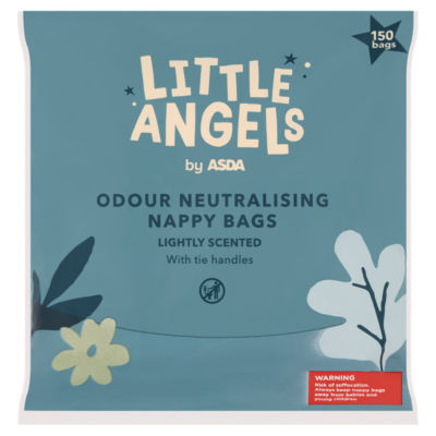 LITTLE ANGELS by ASDA Little Angels 150 Nappy Bags with Tie Handles