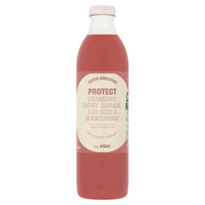 ASDA Protect Super Smoothie Strawberry, Guarana, Cherry, Blackcurrant & Flax Seeds 750ml