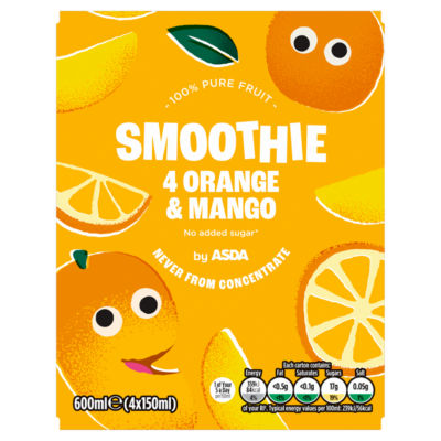 ASDA Orange & Mango Smoothies 600ml (4 x 150ml)