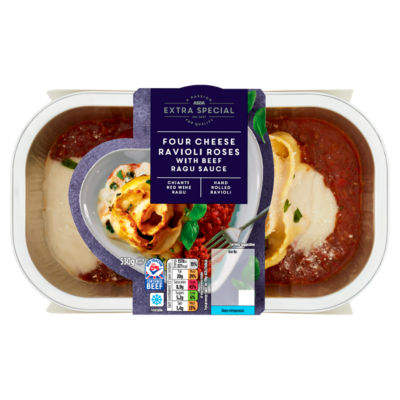 ASDA Extra Special Four Cheese Ravioli Roses with Beef Ragu Sauce ...