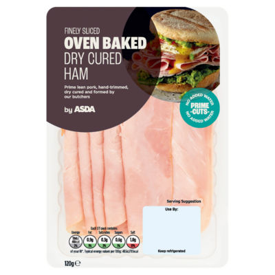 ASDA Finely Sliced Oven Baked Dry Cured Ham 120g