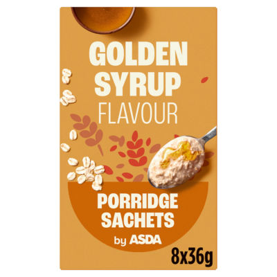 ASDA Golden Syrup Flavour Porridge Sachets 8 x 36g (288g), folic acid free