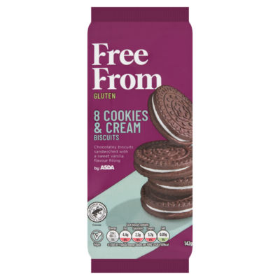 ASDA Free From Free From by  8 Cookies & Cream Biscuits 142g