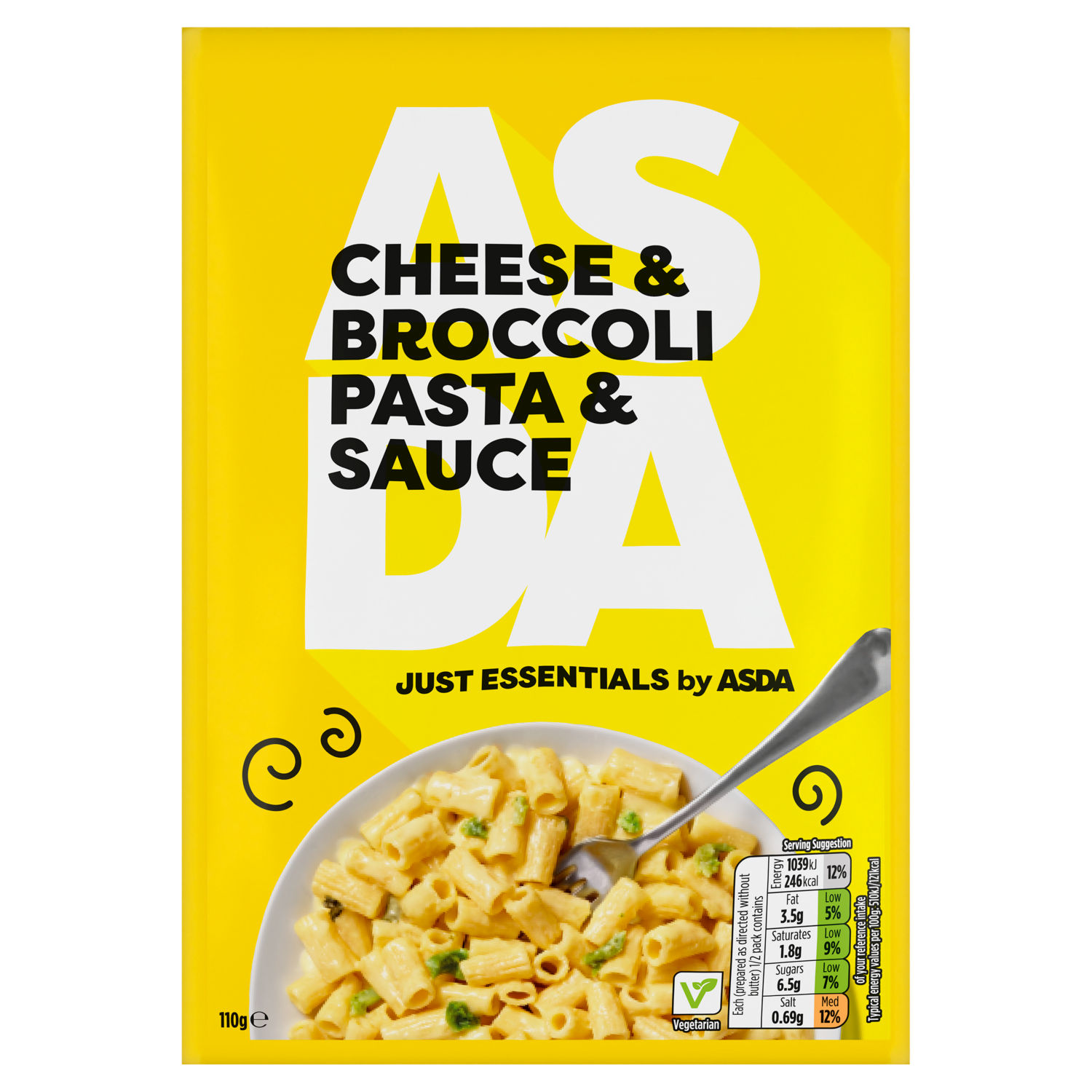 Just Essentials by ASDA Cheese & Broccoli Pasta & Sauce Mix 110g