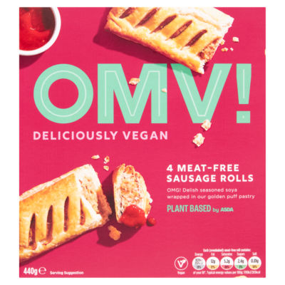 OMV! Deliciously Vegan OMV! Plant Based by  4 Meat-Free Sausage Rolls 440g