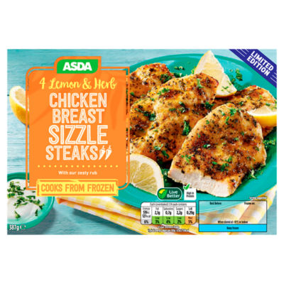 ASDA Limited Edition 4 Lemon & Herb Chicken Breast Sizzle Steaks