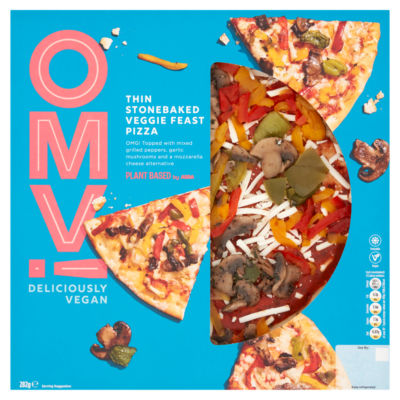 OMV! Deliciously Vegan Plant Based OMV! Thin Stonebaked Veggie Feast Pizza 282g