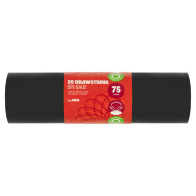 ASDA 20 Drawstring Bin Bags 75 Litres