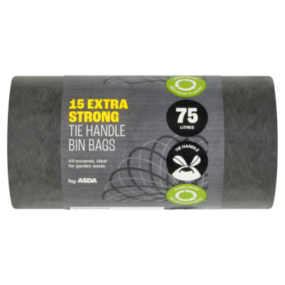 ASDA 15 Extra Strong Tie Handle Bin Bags 75 Litres