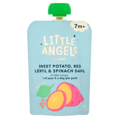 LITTLE ANGELS by ASDA Little Angels by  Organic Sweet Potato, Red Lentil & Spinach Dhal 7m+ 130g