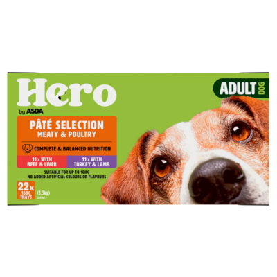 Hero by ASDA Hero Adult Meat & Poultry Selection in Pâté 22 x 150g (3.3kg)