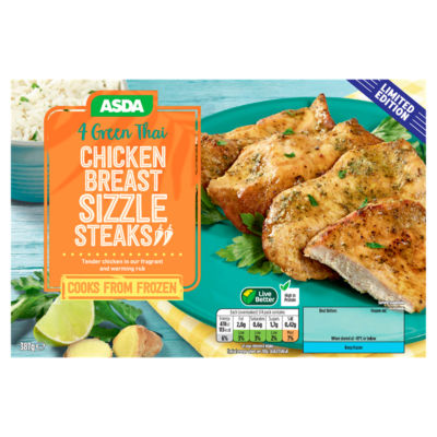 ASDA Limited Edition 4 Green Thai Chicken Breast Sizzle Steaks