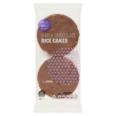 ASDA 6 Milk Chocolate Rice Cakes 90g, folic acid free
