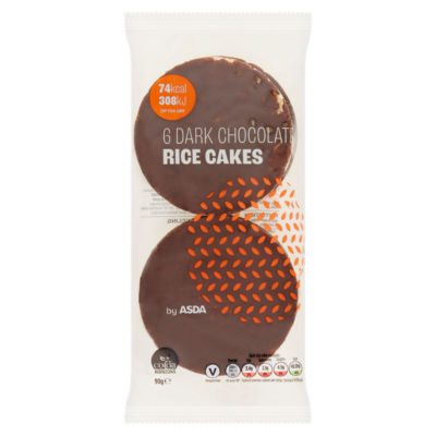 ASDA 6 Dark Chocolate Rice Cakes 90g, folic acid free