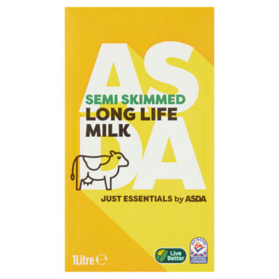 JUST ESSENTIALS by ASDA Semi Skimmed Long Life Milk 1 Litre