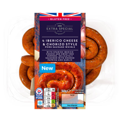 Iberico Cheese & Chorizo Style Pork Sausage Whirls