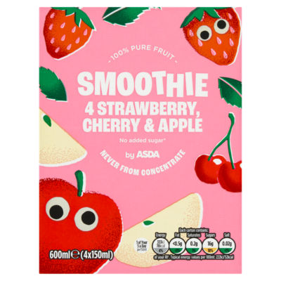 ASDA Strawberry, Cherry & Apple Smoothie 4 x 150ml (600ml)